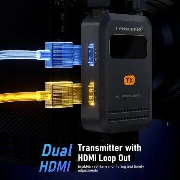 Lemorele R5000 Wireless Video Transmission 200 Metre Kablosuz HDMI Video Aktarım Kiti (1080p 60Hz, 5GHz, Dual Anten)