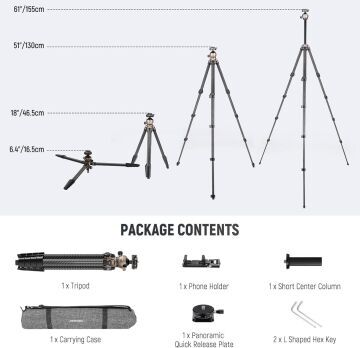Neewer LITETRIP LT35 Karbon Fiber Tripod (49-155cm) 1,13kg