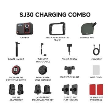 Sjcam SJ30 Aksiyon Kamera Çift Lensli Dönebilen Ekranlı Wifi 8K 6 Eksenli Stabilizasyon - Combo Paket
