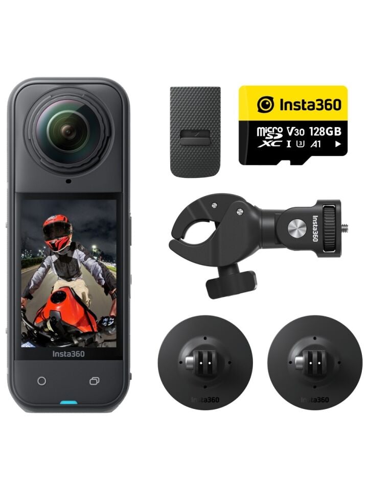 Insta360 X5 Siyah Aksiyon Kamerası - Motosiklet Kiti - Siyah