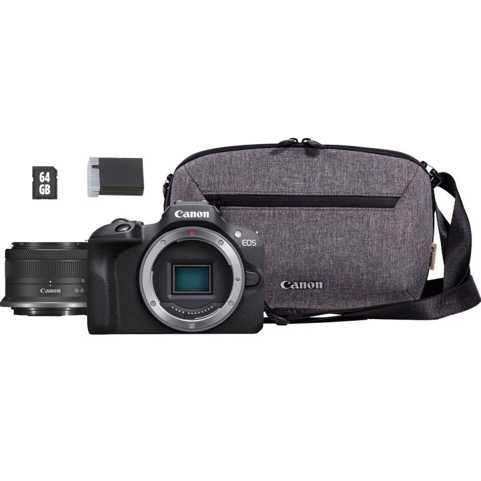 Canon EOS R100 + 18-45mm Lens Travel Kit Aynasız Fotoğraf Makinesi (Canon Eurasia Garantili)