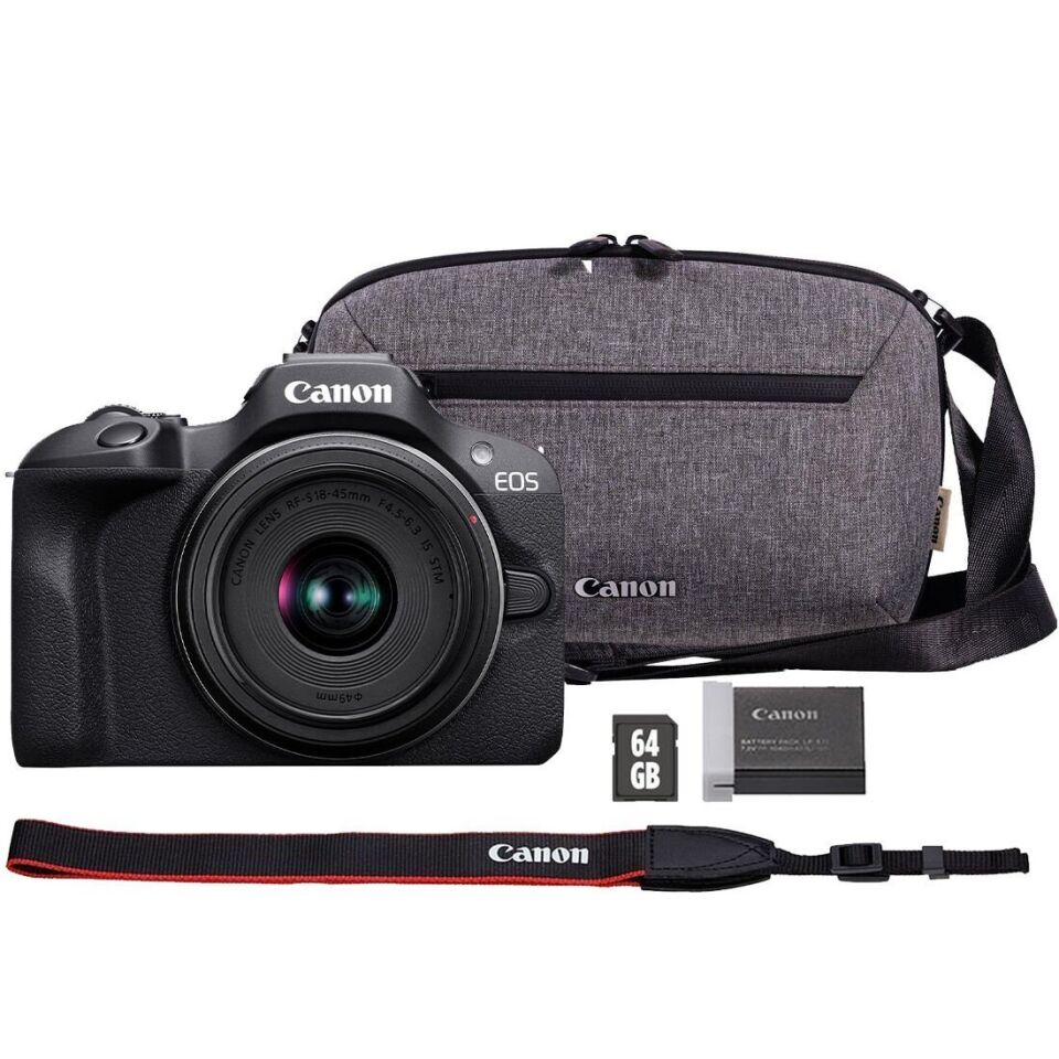 Canon EOS R100 + 18-45mm Lens Travel Kit Aynasız Fotoğraf Makinesi