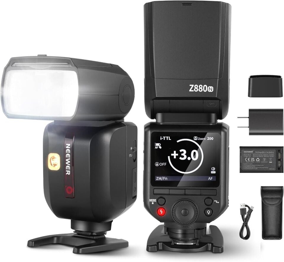 Neewer Z880-N TTL Nikon Uyumlu 76W Akülü Tepe Flaşı