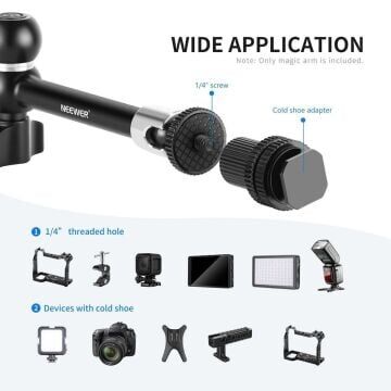Neewer ST-20 11'' 28cm 1/4'' Vidalı Magic Arm & Yengeç Clamp