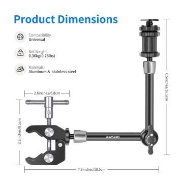 Neewer ST-20 11'' 28cm 1/4'' Vidalı Magic Arm & Yengeç Clamp