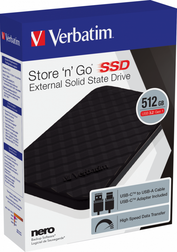 Verbatim 53250 - 512GB Store 'n' Go External SSD USB 3.2 Gen 1