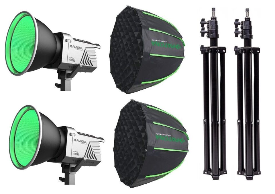 PATONA 4167 Premium GLP100 100W RGB Hızlı Kurulum  60cm Octagon Softbox  Cob Led-Stüdyo Işığı Çiftli Kit