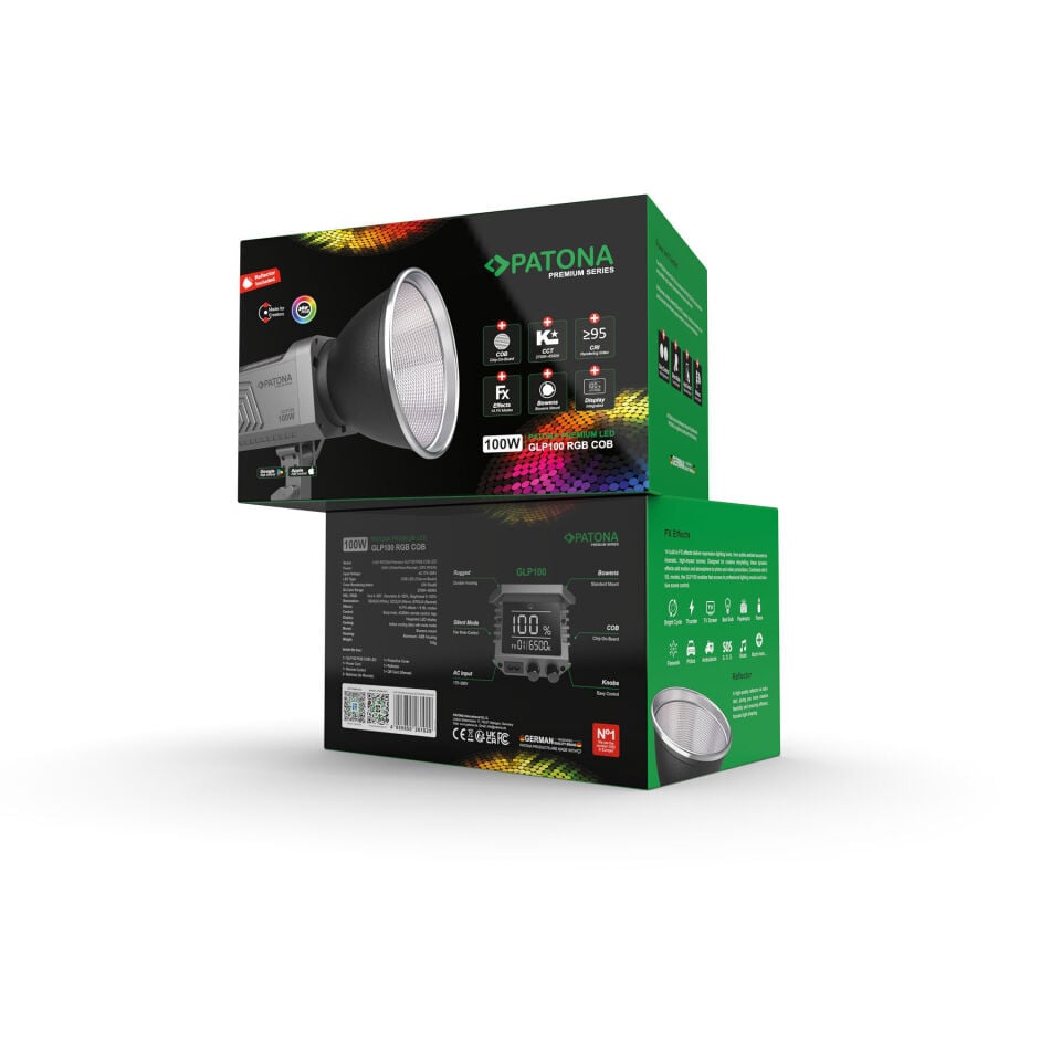 PATONA 4167 Premium GLP100 100W RGB Hızlı Kurulum  60cm Octagon Softbox  Cob Led-Stüdyo Işığı Çiftli Kit