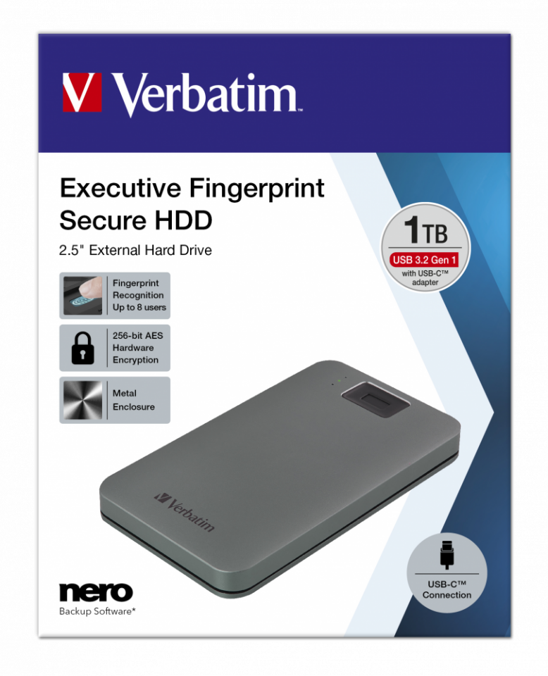 Verbatim 53652 V EXE FP HDD USB 3.2 Gen1/USB-C 1TB Gr.