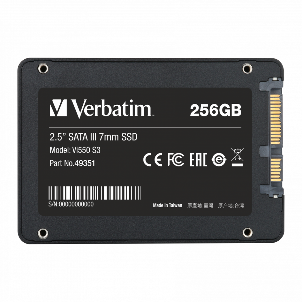 VERBATIM 49351 - 256GB VI550 S3 2.5'' SATA SSD (Okuma 550MB/sn. - Yazma 460MB/sn.)