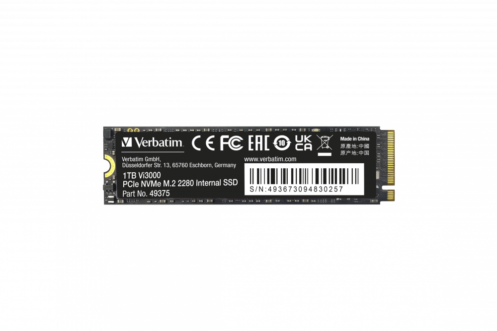 Verbatim 1TB Dahili M.2 SSD VI3000 PCIE4 2200MB/S - 3100MB/S (49375)