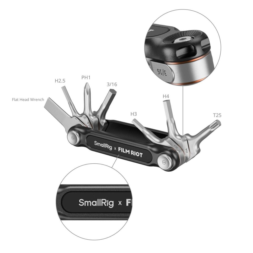 SmallRig 4811 FILM RIOT 7'si 1 Arada Katlanır Anahtar Seti (Kırmızı)