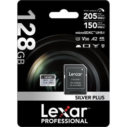 Lexar 128GB UHS-I microSDXC V30 Silver Plus Professional Hafıza Kartı