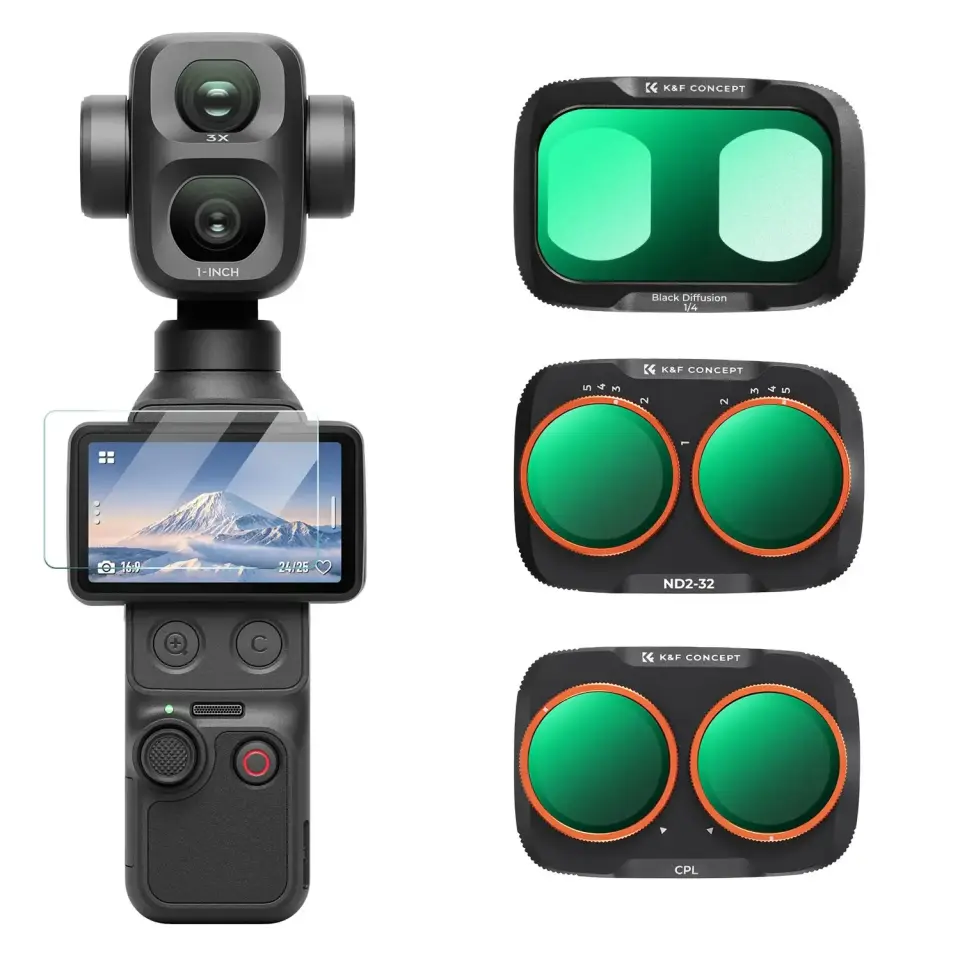K&F Concept DJI Osmo Pocket 4P İçin 3 Parça Filtre Seti (CPL + Black Mist 1/4 + ND2-32)