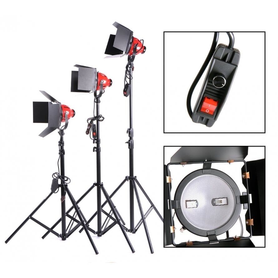 Falcon Eyes 800 Watt Kırmızı Kafa 3lü Işık Seti
