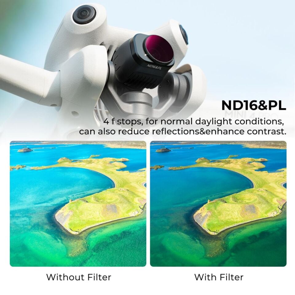 K&F CONCEPT DJI MİNİ 4 PRO ND FİLTER KİT 3 PACK (ND8 + ND16 & + ND32 )