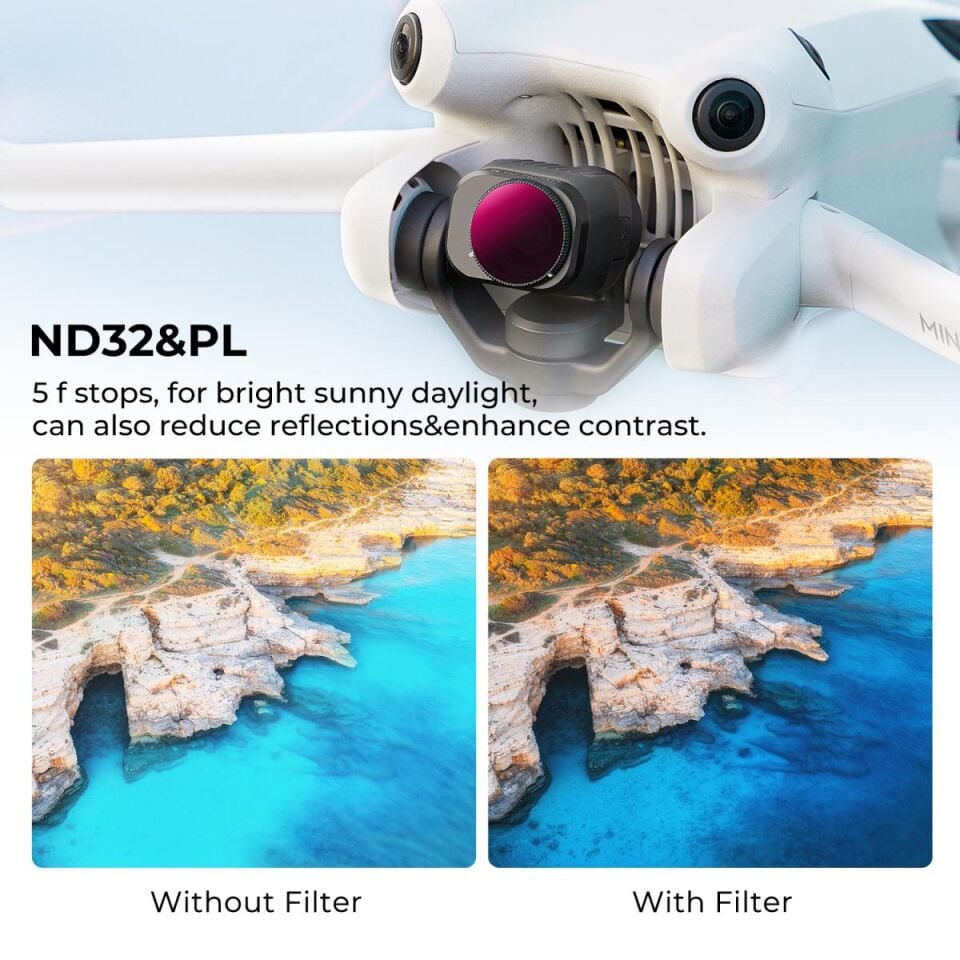 K&F CONCEPT DJI MİNİ 4 PRO ND FİLTER KİT 3 PACK (ND8 + ND16 & + ND32 )