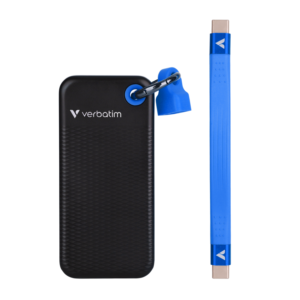 Verbatim 1TB Pocket Mini Taşınabilir SSD Usb 3.2 - 1000MB/S-1000MB/S Siyah/ Mavi Kablo Dahil-(321901)