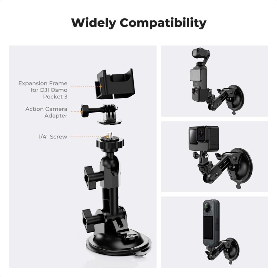 K&F Concept KF31.165 DJI Osmo Pocket 3/4  GoPro Hero 13/12/11/10/9  DJI Osmo Action 3/4/5 /6 Insta360 X5/X4 Vantuz