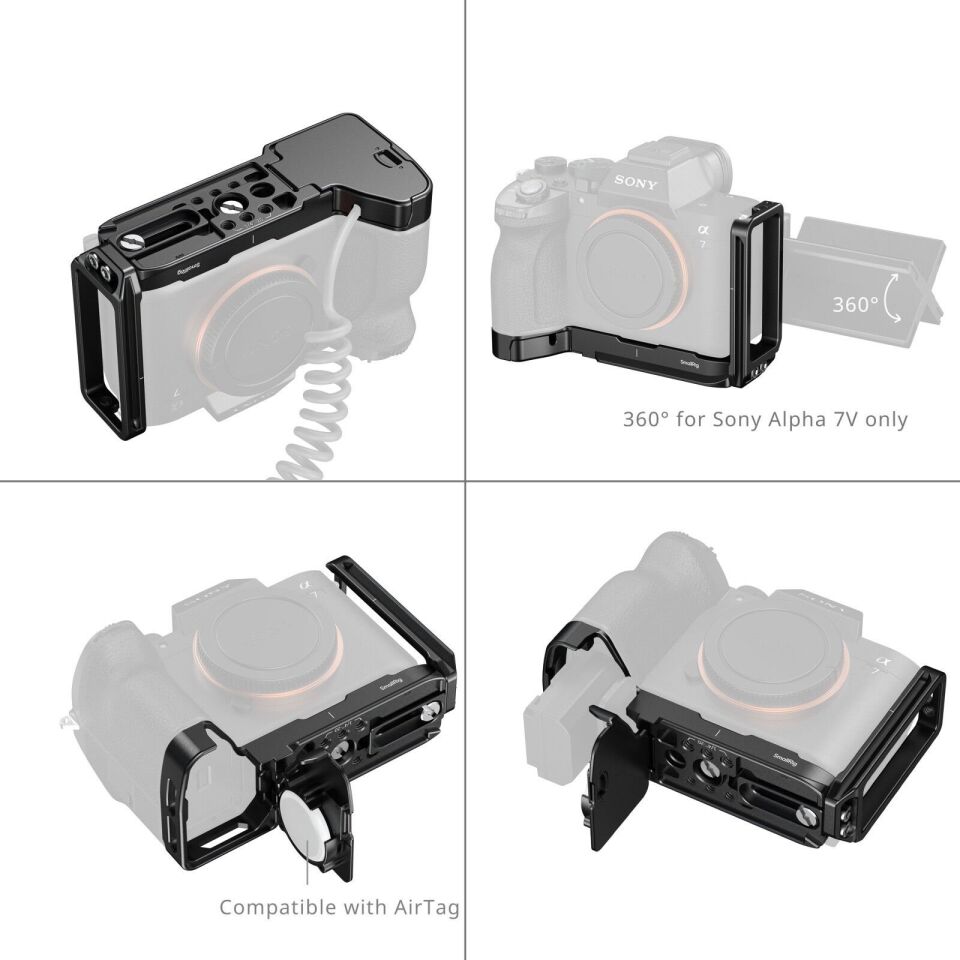 SmallRig 6034 Sony Alpha 7 V / 7R V / 7 IV  için AirTag Yuvalı L Şekilli Montaj Plakası