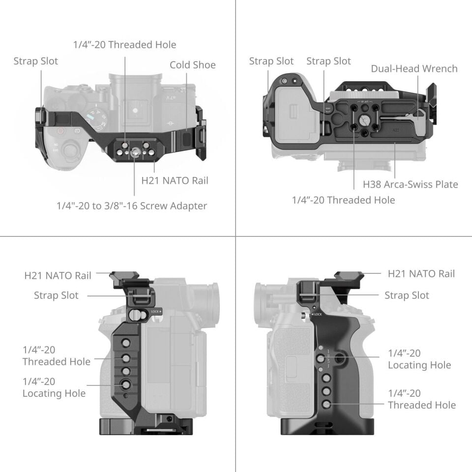 SmallRig 6024 HawkLock Hızlı Çıkarma Kafesi Sony Alpha 7 V / 7R V / 7 IV  için