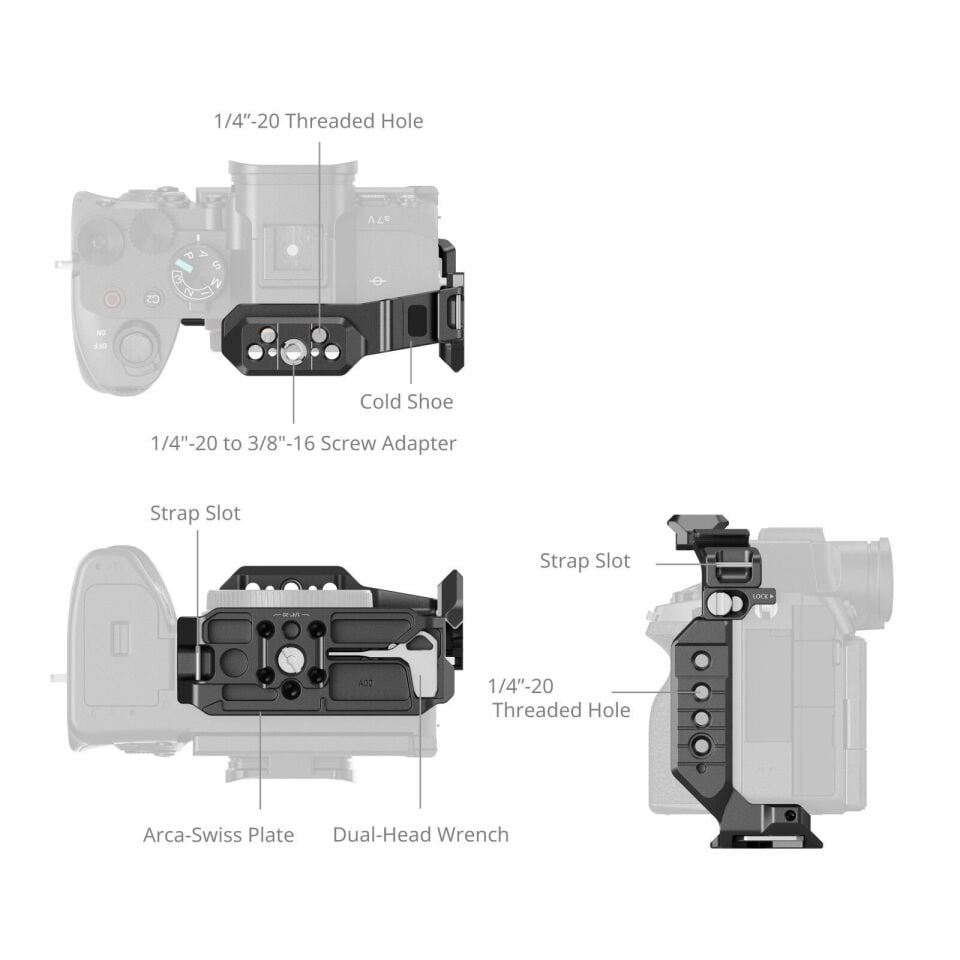 SmallRig 6023 ''HawkLock'' Hızlı Çıkarma Yarım Kafesi Sony Alpha 7 V / 7R V / 7 IV  için