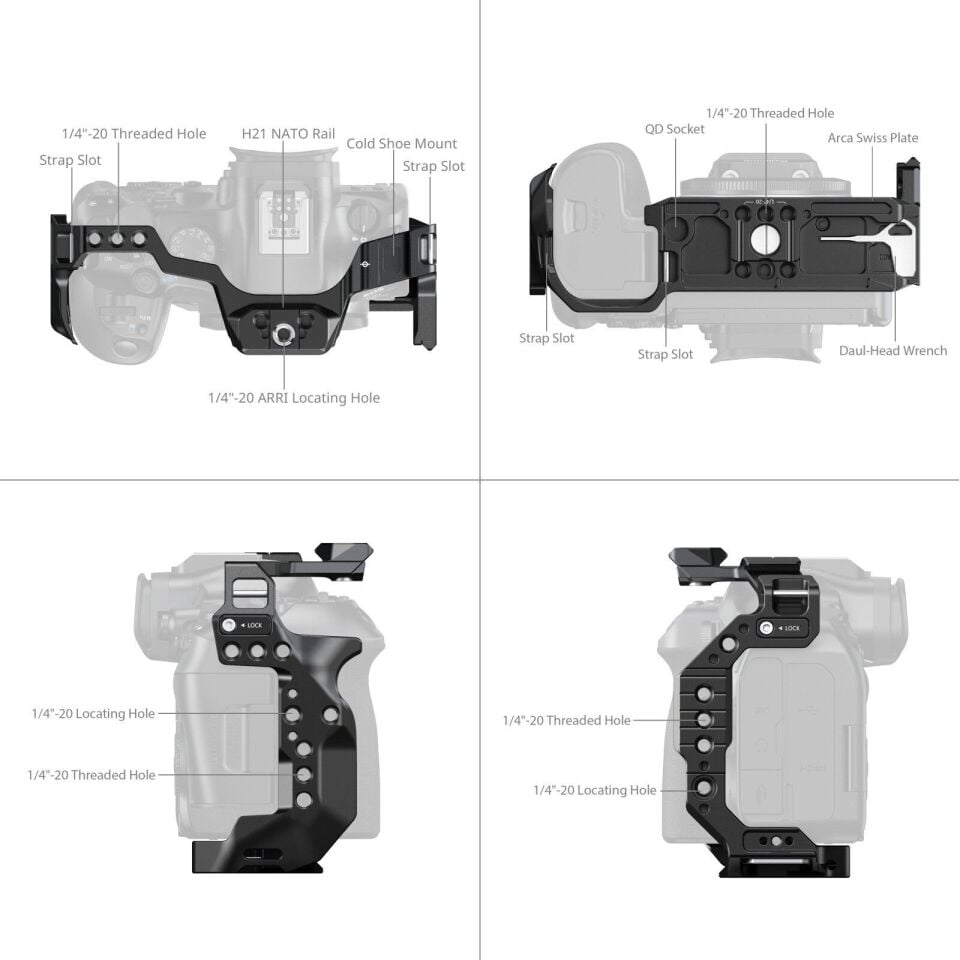 SmallRig 5954 ''HawkLock'' Hızlı Çıkarma  Canon EOS R6III Mark III / R6II Mark II için Kafes