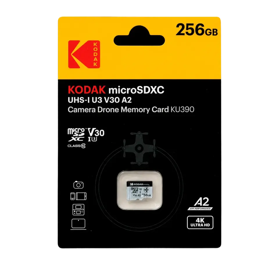 Kodak 256GB UHS-I U3/V30/A1 Drone İçin Micro SD Kart KU390