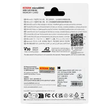 Kodak 256GB UHS-I U3/V30/A1 Drone İçin Micro SD Kart KU390