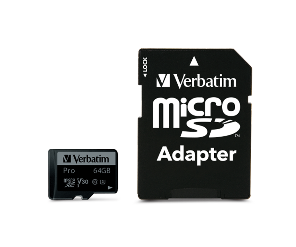 Verbatim 64GB Pro Mic-SDHC U3 Hafıza Kartı 4K Ultra HD Adaptörlü-(47042)