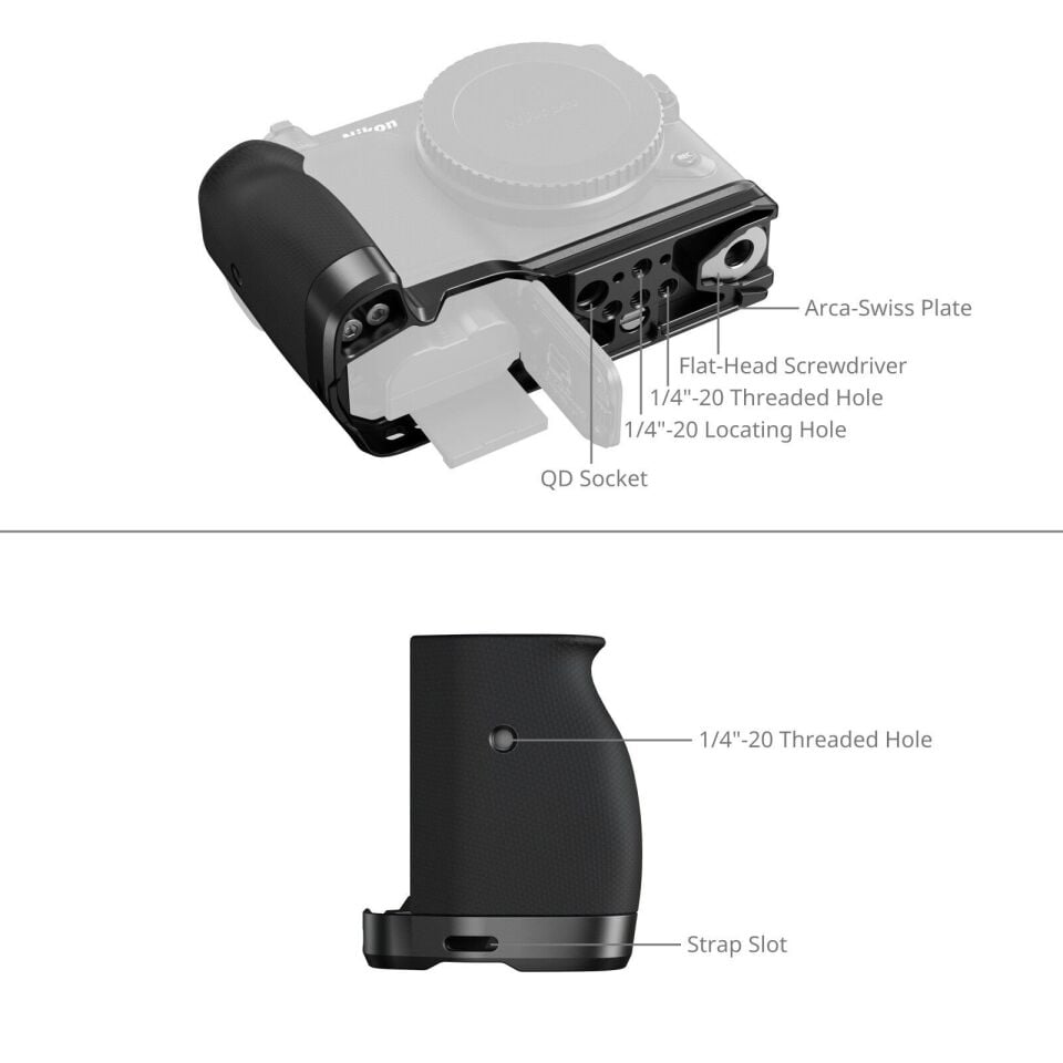 SmallRig 5466 Nikon ZR  için Silikon Saplı  L Şekilli Montaj Plakası