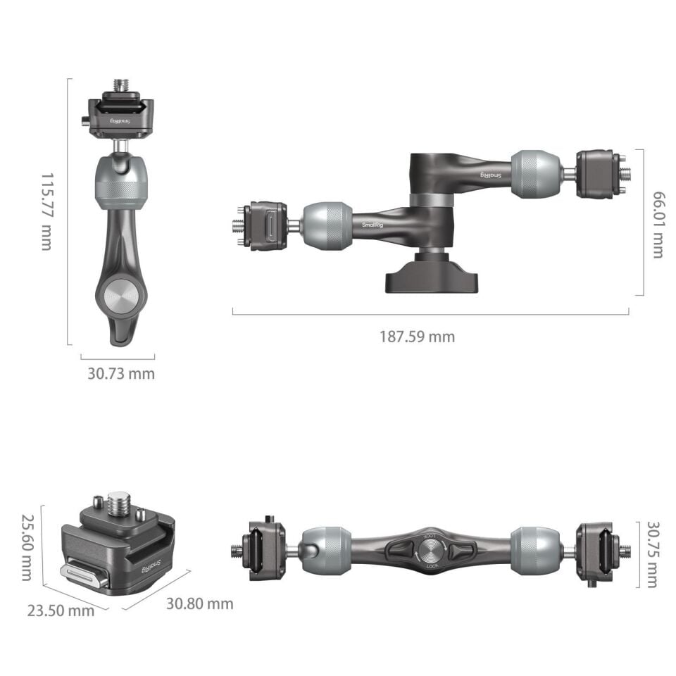 SmallRig 4490 HawkLock H21 Hızlı Çıkarma Rozet Sihirli Kol (7'')