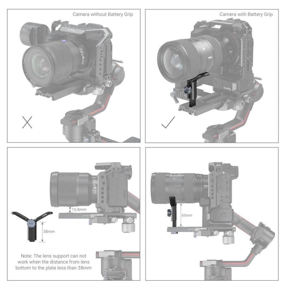 SmallRig 2850 DJI RS 2  için Genişletilmiş Lens Desteği