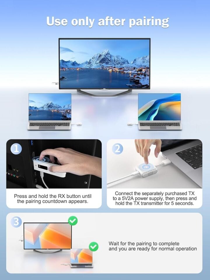 LEMORELE P300  Kablosuz HDMI/USB C Görüntü Aktarım Cıhazı