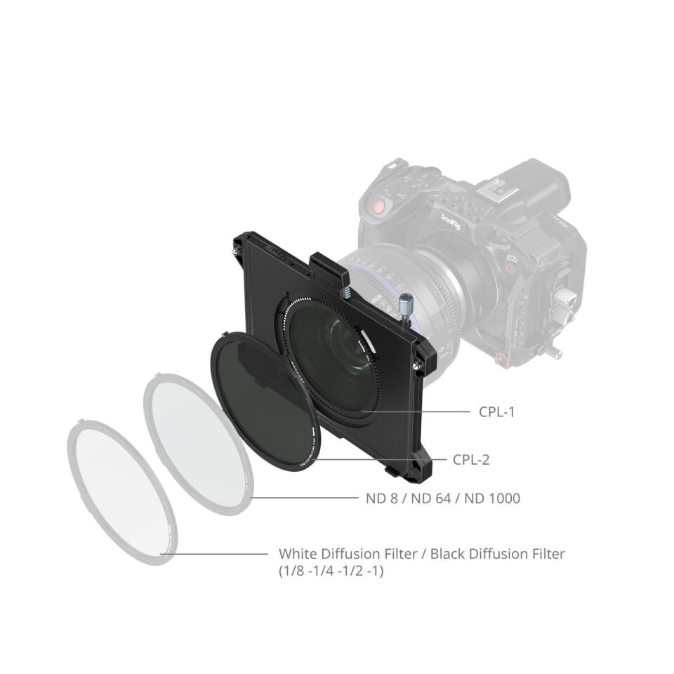 SmallRig 5011 Matte Box Kiti CPL ve VND Filtreleri ile Birlikte