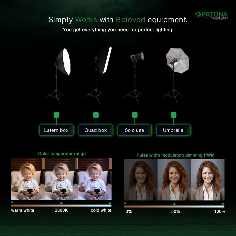 PATONA COB-200 Watt Bi Color İki'li Kit LED Video Işığı