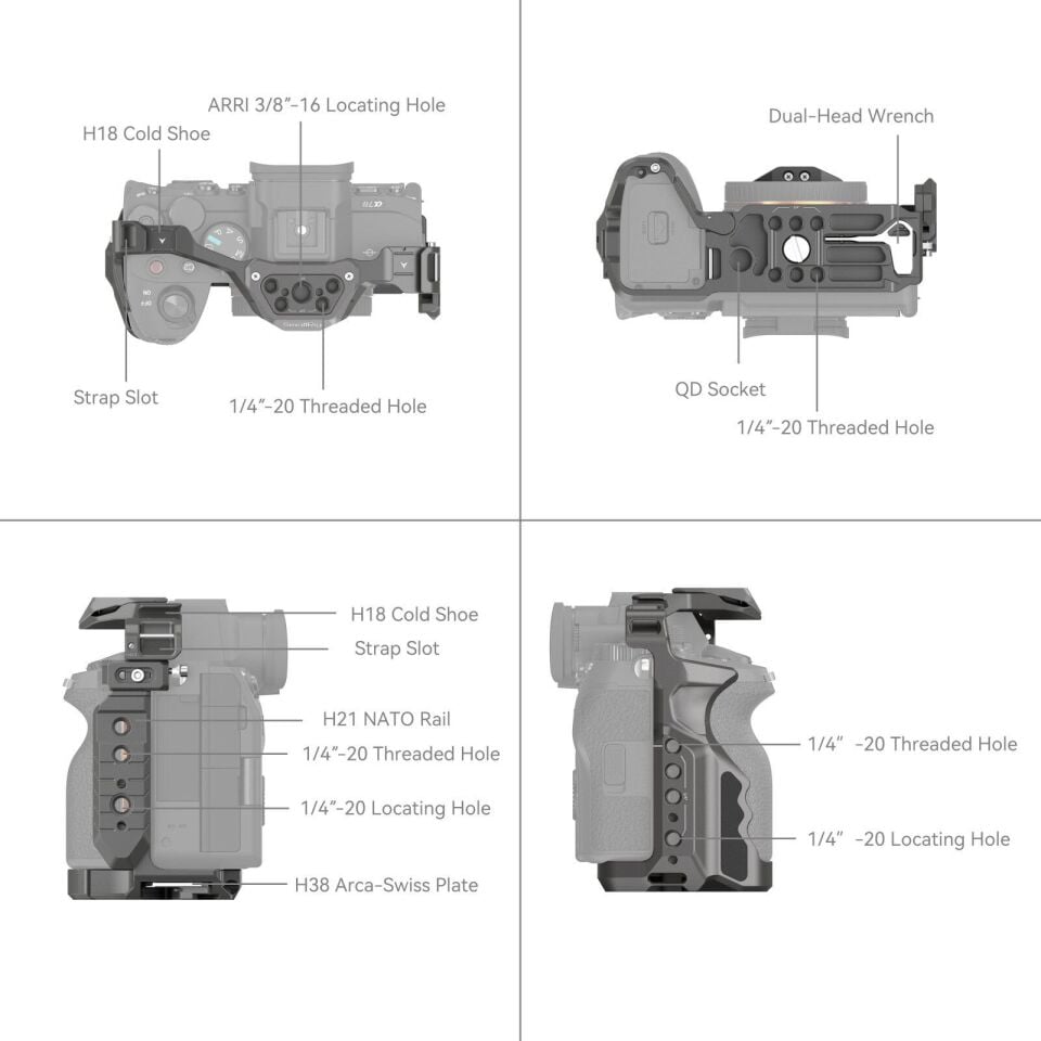SmallRig 4539 HawkLock Hızlı Çıkarma Gelişmiş Kafes Kiti Sony Alpha 7R V / Alpha 7 IV / Alpha 7S III  için
