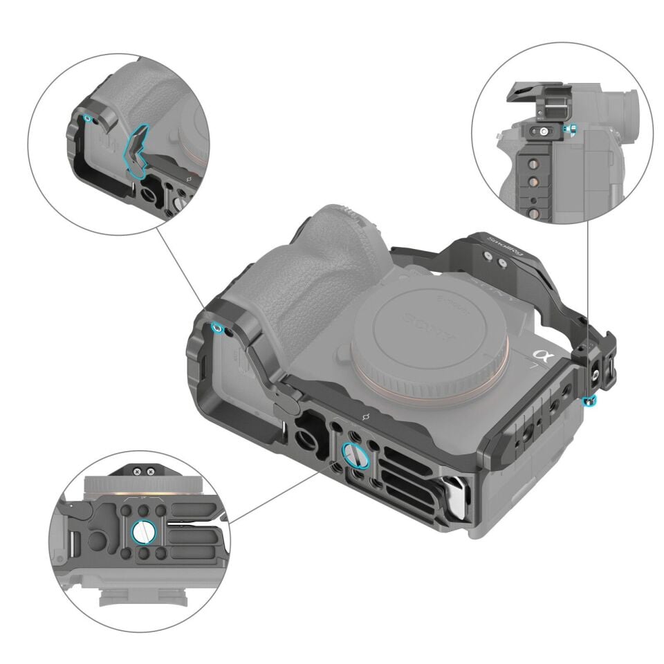 SmallRig 4539 HawkLock Hızlı Çıkarma Gelişmiş Kafes Kiti Sony Alpha 7R V / Alpha 7 IV / Alpha 7S III  için