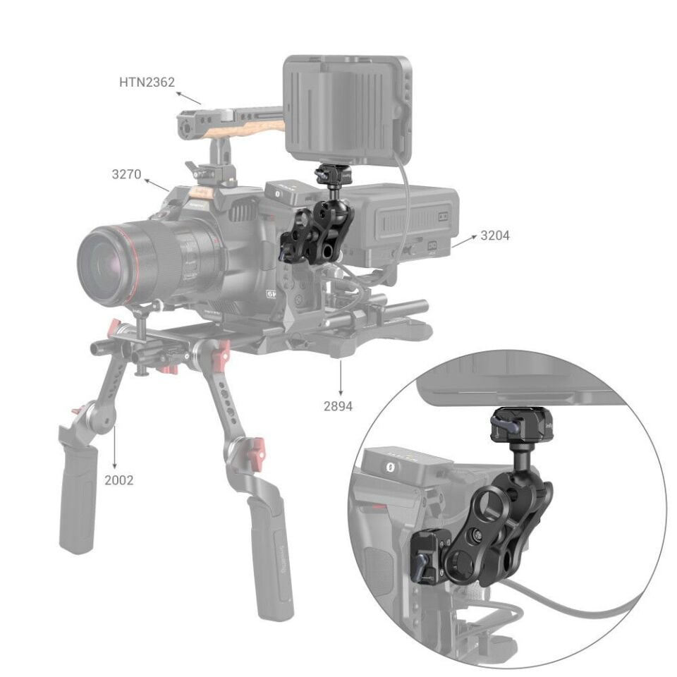 SmallRig 3515C Drop-in HawkLock Mini Magic Arm Hızlı Çıkarma Bilyalı Başlıklı