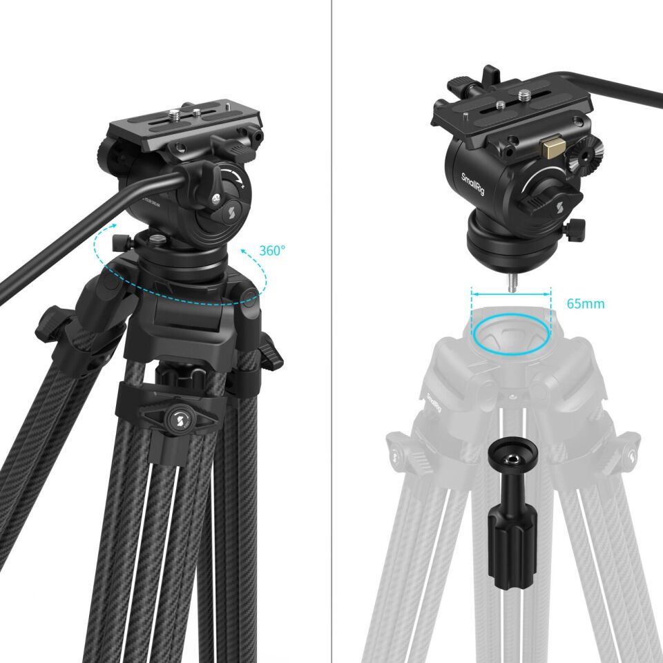 SmallRig 5441 AD14 Profesyonel Karbon Fiber Video Tripod