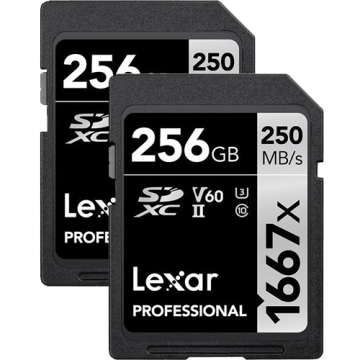 Lexar 64GB Professional 1667x SDXC 250MB/sn V60 Hafıza Kartı (2'li Paket)