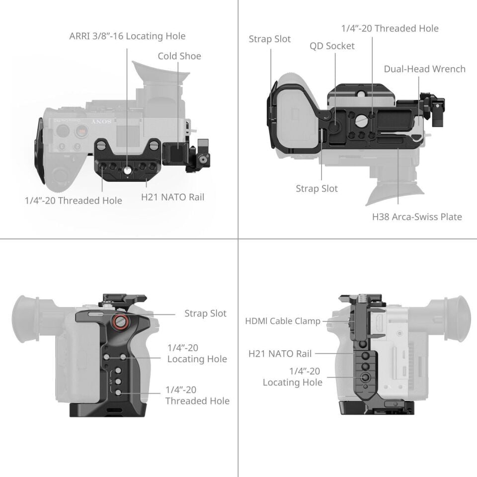SmallRig 5590 Sony FX2  için Pil Plakalı  Gelişmiş Kafes Kiti
