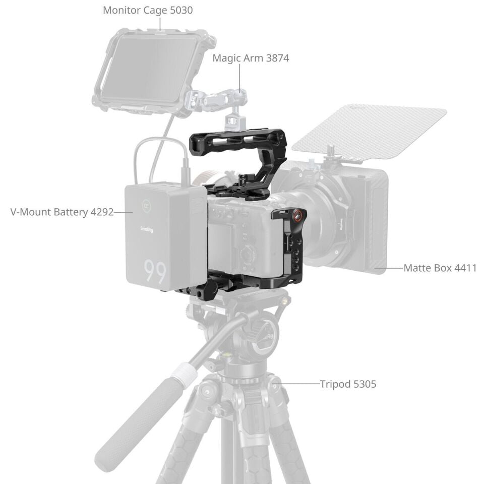 SmallRig 5590 Sony FX2  için Pil Plakalı  Gelişmiş Kafes Kiti