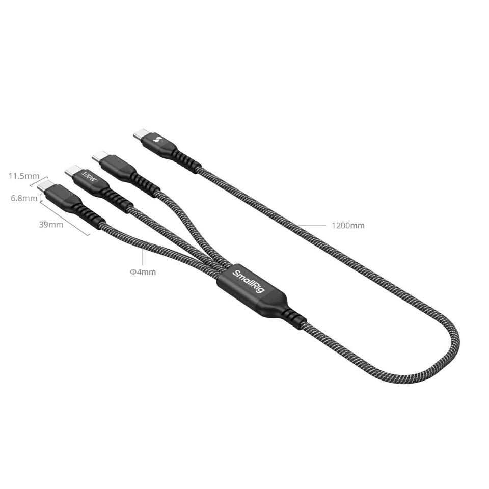 SmallRig 5079 3'ü 1 arada USB-C Güç Kablosu (120cm)
