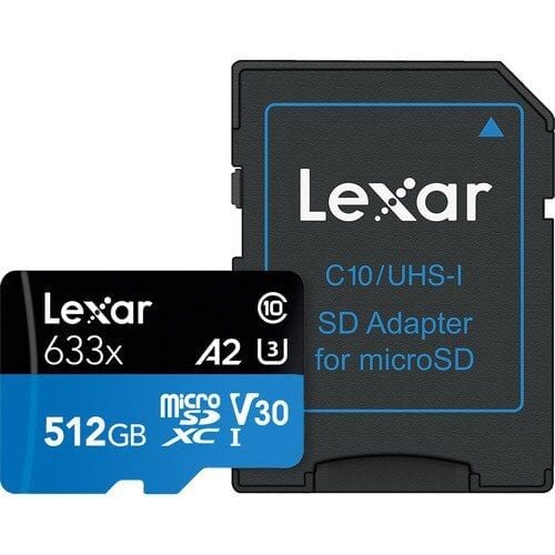Lexar 512GB microSDXC 100MB/sn 4K Class 10 Hafıza Kartı + SD Adaptör