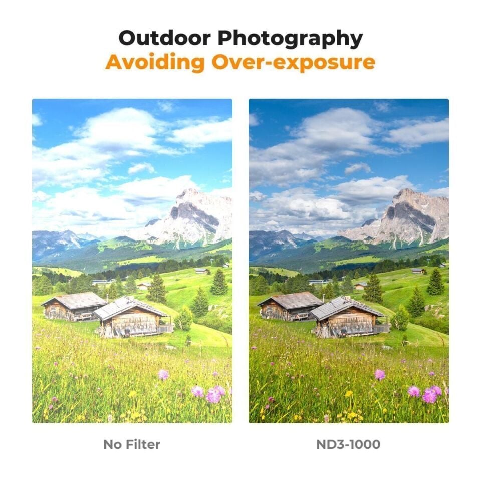 K&F 77mm Nano-D Serisi ND3-ND1000 Filtre (1.5-10 Stop)
