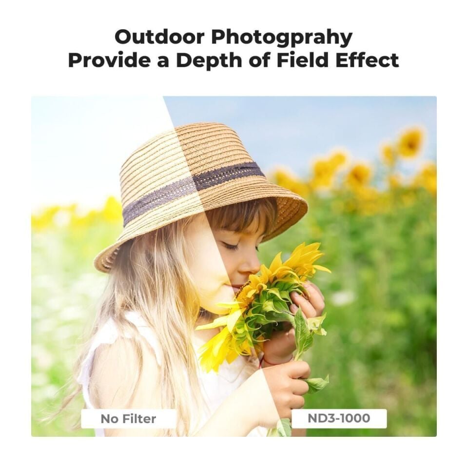 K&F 72mm Nano-D Serisi ND3-ND1000 Filtre (1.5-10 Stop)