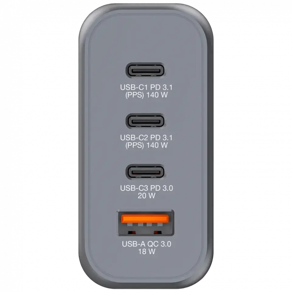 Verbatim 32203 - V GNC-140 GaN Charger 140W 3-USB-C / 1-USB-A  Çıkışa Sahiptir