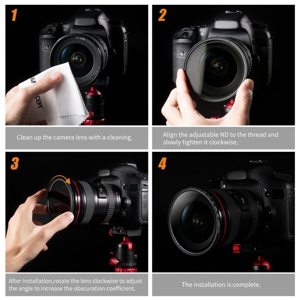 K&F Concept 46mm B-SERIES ND2-ND400 (1 ile 9 Stop) ND Filtre