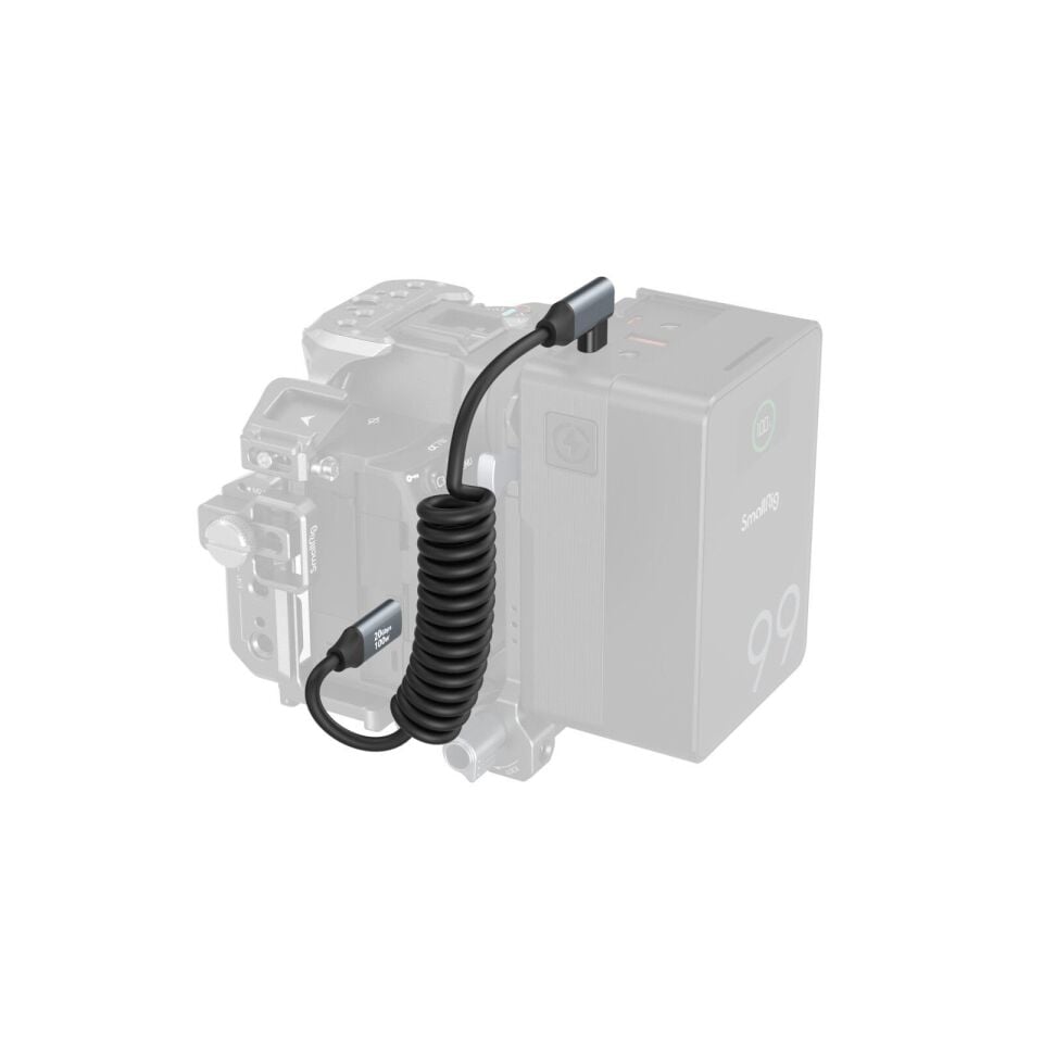 SmallRig 4792 USB-C (Düz) - USB-C (Açılı) Sarmal Veri Kablosu